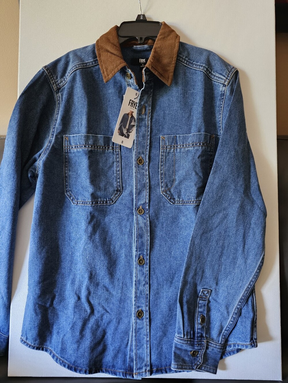 Men's Frye Western Jean Barn Shacket, Corduroy Collar, Button Up, Size S, NWT